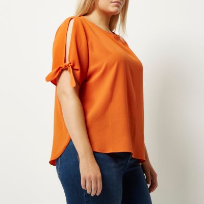 RI Plus orange split sleeve t-shirt